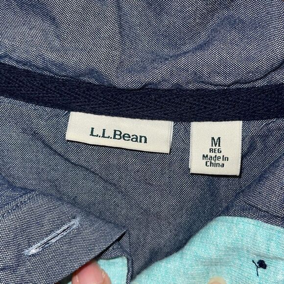 L.L. Bean Womens 1/4 Button Pullover Rugby Sweatshirt Mint Green Medium - Picture 5 of 9